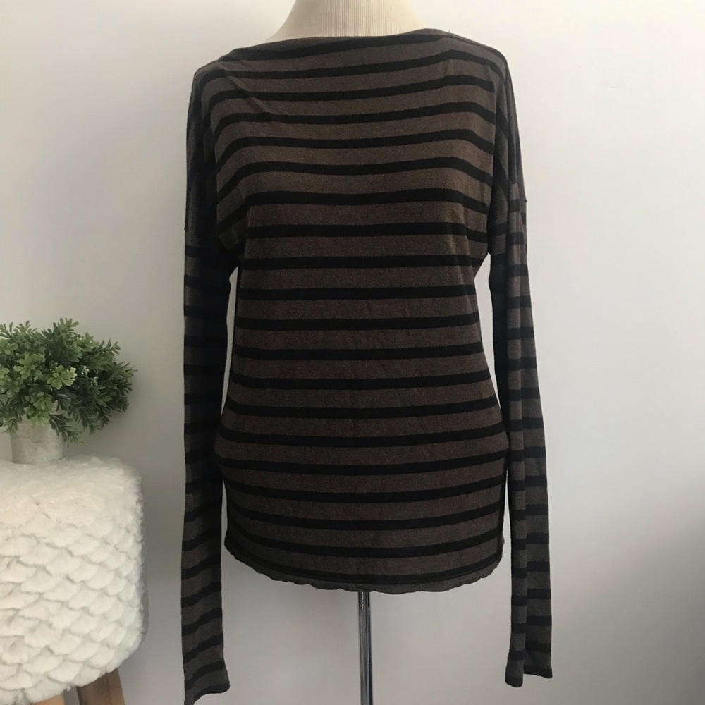 SOLD Vince brown and black long sleeve striped top